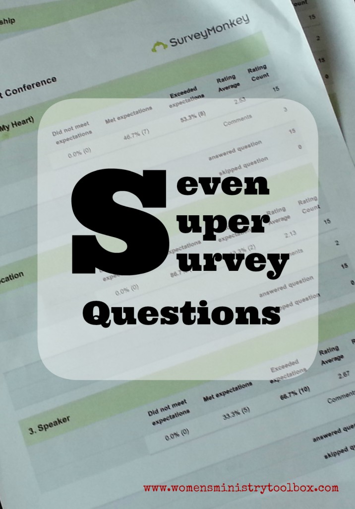 Seven Super Survey Questions for your Women's Ministry event.