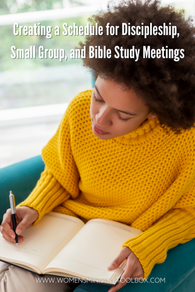 Three keys for creating a schedule for discipleship, small group, and Bible study meetings. Includes 4 sample schedules.