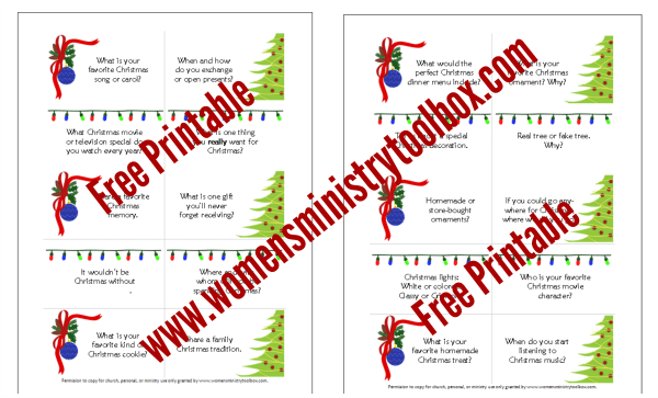 Free Printable Christmas Table Talk Cards