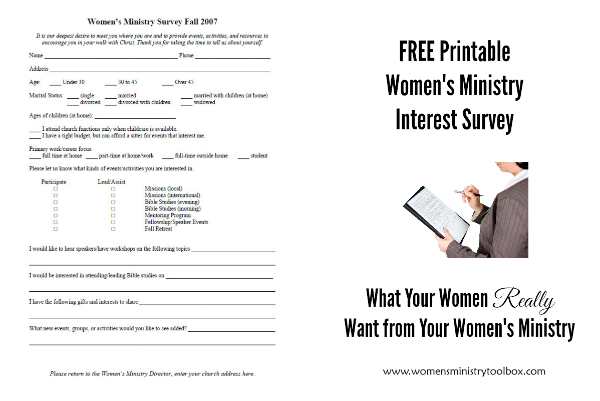 Free Printable Women's Ministry Interest Survey