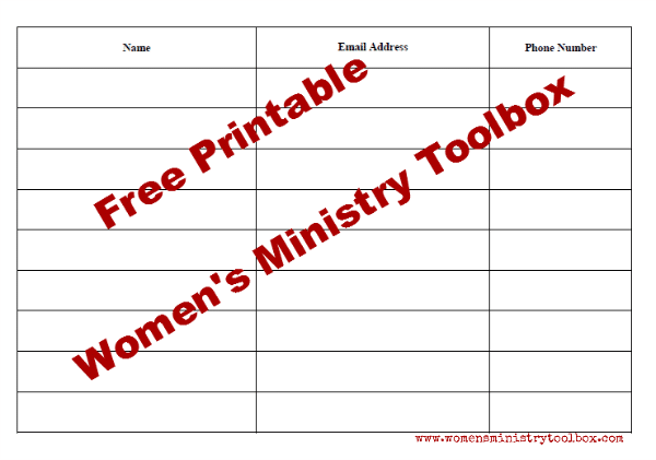 Free Printable Sign-up Form from Women's Ministry Toolbox