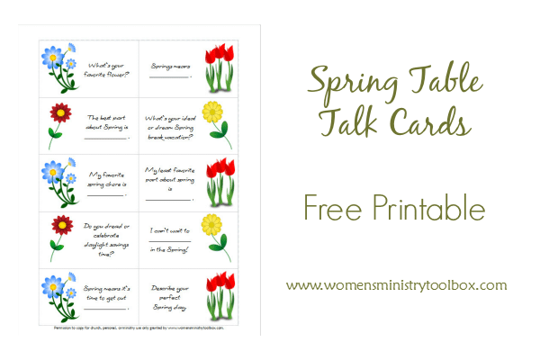 Spring Table Talk Cards - Free Printable