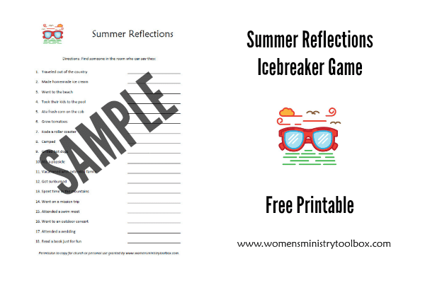 Summer Reflections Icebreaker Game Free Printable